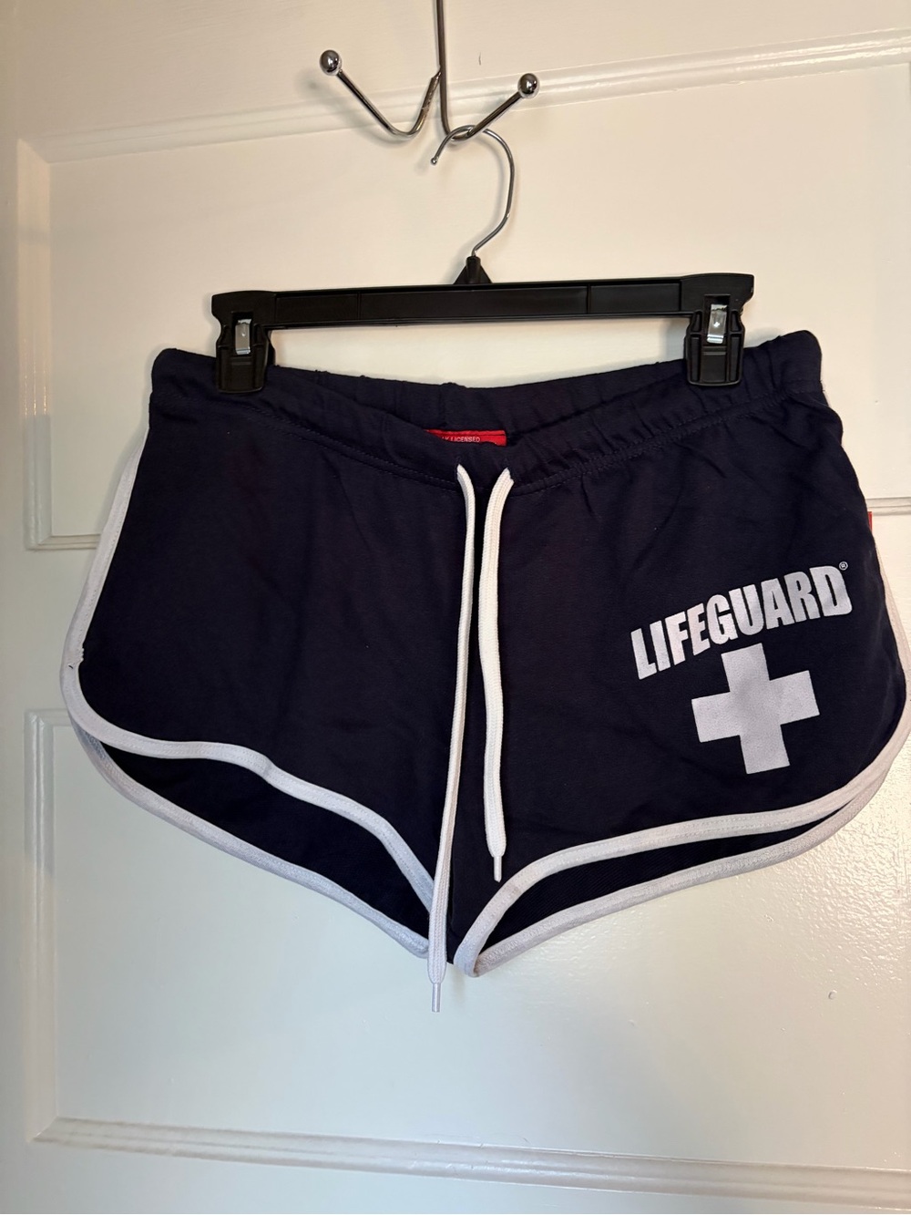 Navy Lifeguard Women's Athletic Shorts with White Trim